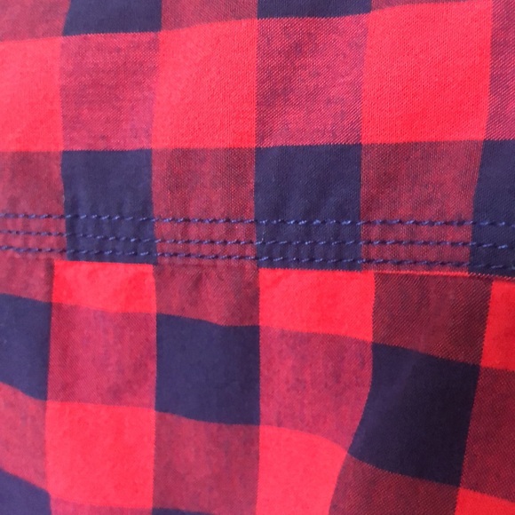 Cactus Slim Fit Red Navy Plaid Long Sleeve Button Down Shirt Sz XL - Picture 6 of 13